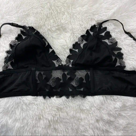 VS Unlined Floral Embroidered Long Line Bralette L - Picture 7 of 12